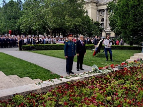 A Nagy Honvédő Háborúban aratott győzelem 80. évfordulója alkalmából ünnepélyes koszorúzásról a szovjet katonák-felszabadítók emlékműveinél Magyarországon, Budapest, 2025. május 9.